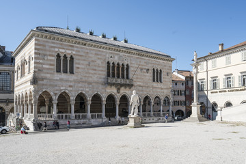 Fototapeta na wymiar A view of the Loggia of Lionello in Liberty Square in Udine, Italy 