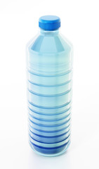 Blue plastic bottle full of water. 3D illustration