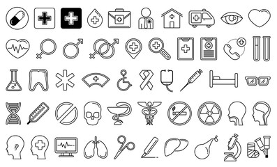 Medicine and Healthsicon set. graphic thin outline in a linear design. Vector illustration.