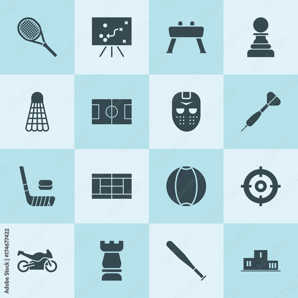 Poster simple 16 set of game filled icons