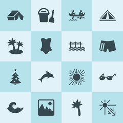 Obraz premium Simple 16 set of summer filled icons