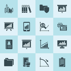 Simple 16 set of data filled icons