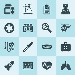 Fototapeta premium Simple 16 set of medical filled icons