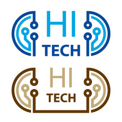 hi tech electronic circuit symbol vector