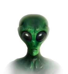 Portrait of an extraterrestrial in white background. 3D illustration