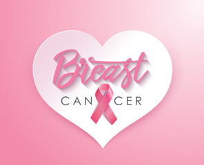 Breast Cancer Awareness Ribbon Background. Vector illustration