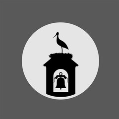 stork in tower bell illustration