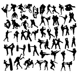 Extreme Sport and Martial Art Silhouettes, art vector design - obrazy, fototapety, plakaty