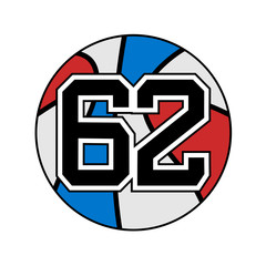 ball of basketball symbol with number 62