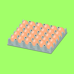 Naklejka premium Egg on egg paper panel or egg tray vector on green background.