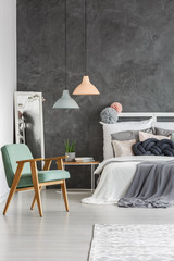 Vintage mint chair in bedroom