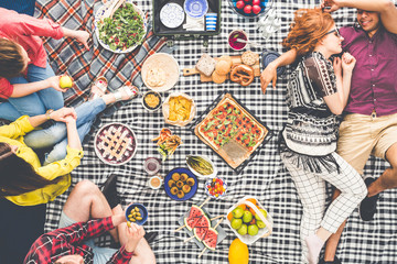Vegetarian picnic on summer day