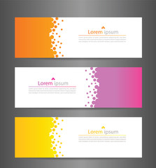 Fototapeta na wymiar Set three colorful abstract modern banner texture. Vector banner background for web banner design