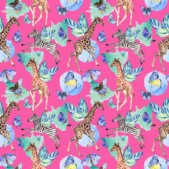 Exotic butterfly wild insect and animals pattern in a watercolor style. Full name of the insect: blue butterfly. Aquarelle wild insect for background, texture, wrapper pattern or tattoo.