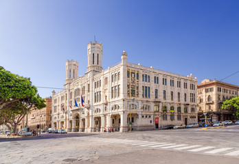 Fototapeta na wymiar Cagliari, Sardinia, Italy. City Hall on the waterfront