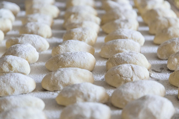 Czech style dumplings - knedlik preparing.