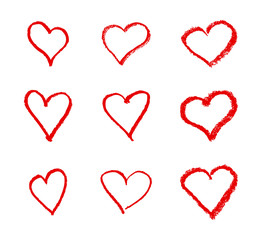 Hand drawn heart icon set