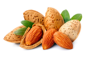 Almonds heap closeup.