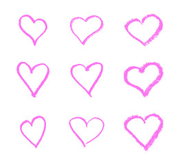 Hand drawn heart icon set