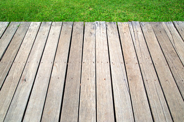 Green grass and wood texture background