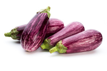 Fresh eggplants, aubergine on a white background. © gitusik