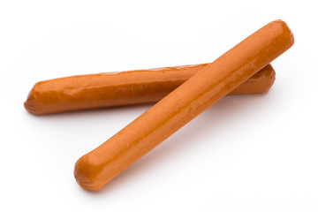 Fresh sausage isolated over white background.