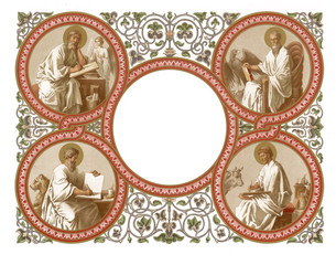 Frame with the apostles. On white background