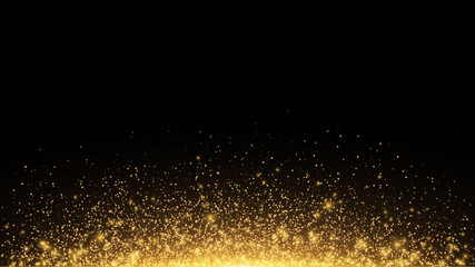 Fototapeta premium Abstract golden lights with backlight. Flying magical golden dust and glare. Festive Christmas background. Golden Rain. Vector