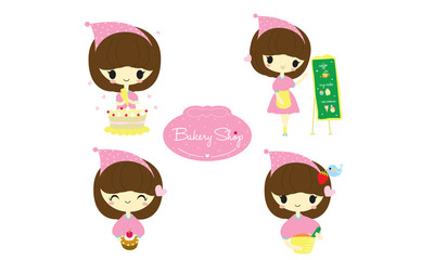 cute girl working Bakery shop