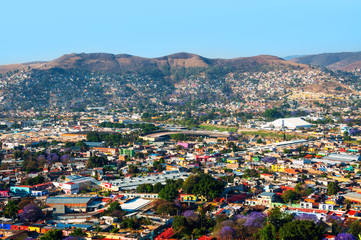 Fototapeta na wymiar Aerial view of Puebla, Mexico in the morning