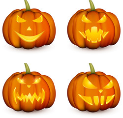 Orange 3d halloween pumpkins set.