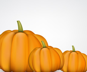 White background with orange 3d pumpkins.