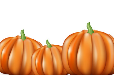 White background with orange 3d pumpkins.