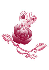 butterfly rose flower tattoo