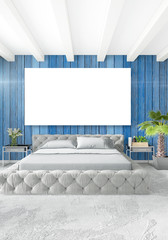 White bedroom or livingroom minimal style interior design with stylish wall and sofa. 3D Rendering. Conept of show room