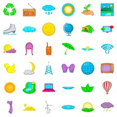 Barbecue icons set, cartoon style