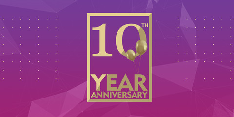10 th year anniversary gold typography logo	