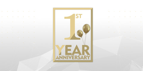 1 st year anniversary gold typography logo	