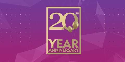 20 th year anniversary gold typography logo	
