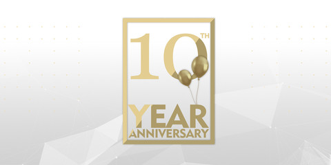 10 th year anniversary gold typography logo	