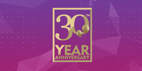 30th year anniversary gold typography logo	
