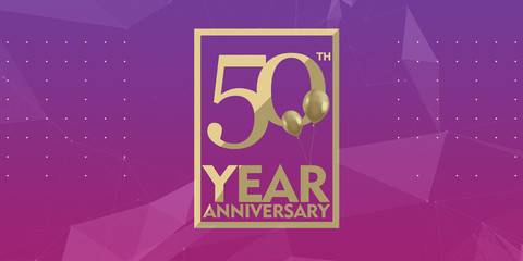 50th year anniversary gold typography logo	