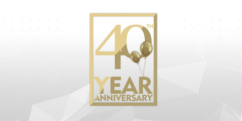 40 th year anniversary gold typography logo	