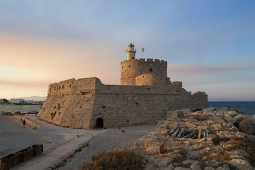 Fototapeta na wymiar Fort of St. Nicholas in Rhodes