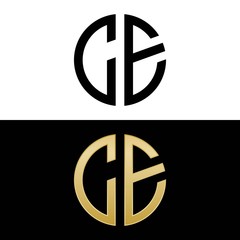 ce initial logo circle shape vector black and gold