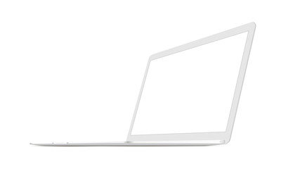 Laptop 3/4 right view - white mockup isolated. Vector illustration