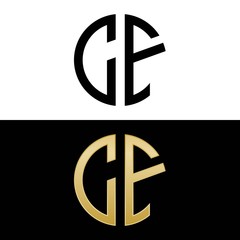cf initial logo circle shape vector black and gold