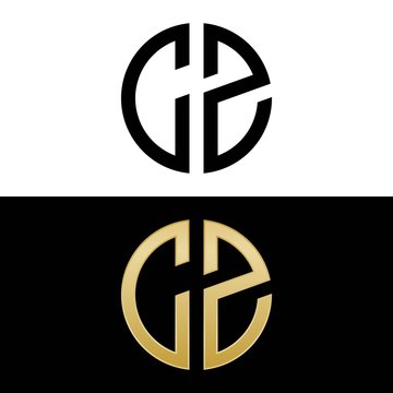 cz initial logo circle shape vector black and gold