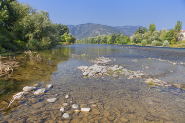 scenery with river and mountains