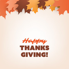 Happy Thanksgiving Card Design Template with Autumn Leaves